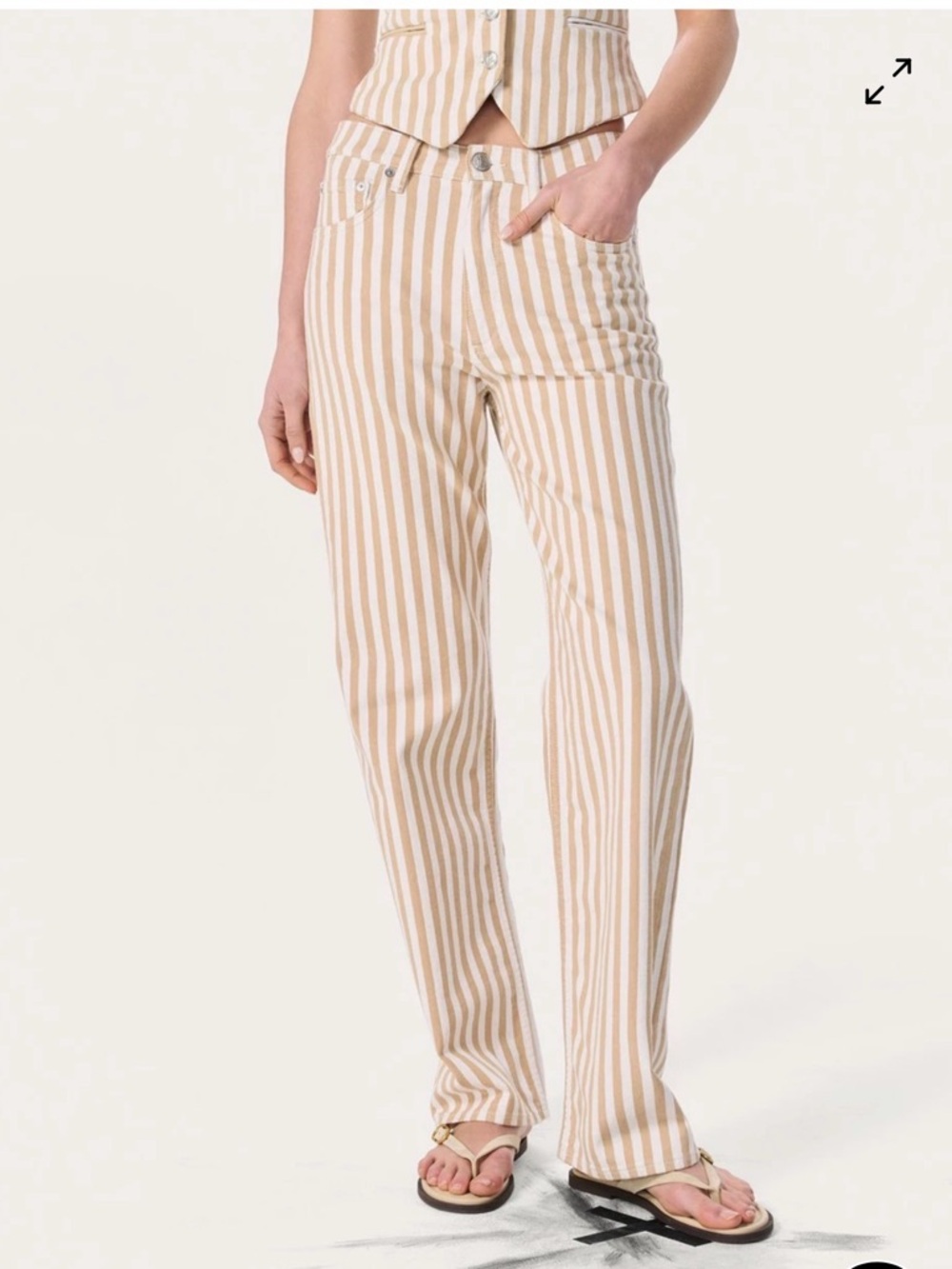 NWT Rag and Bone Shea Relaxed Straight Jeans in the color Tan Stripe, Sz. 27